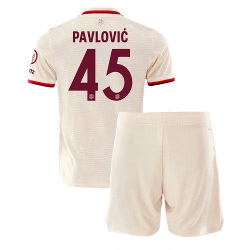 Fotbalové Dres Bayern Munich Aleksandar Pavlovic #45 Dětské Alternativní 2024-25 Krátký Rukáv (+ trenýrky)